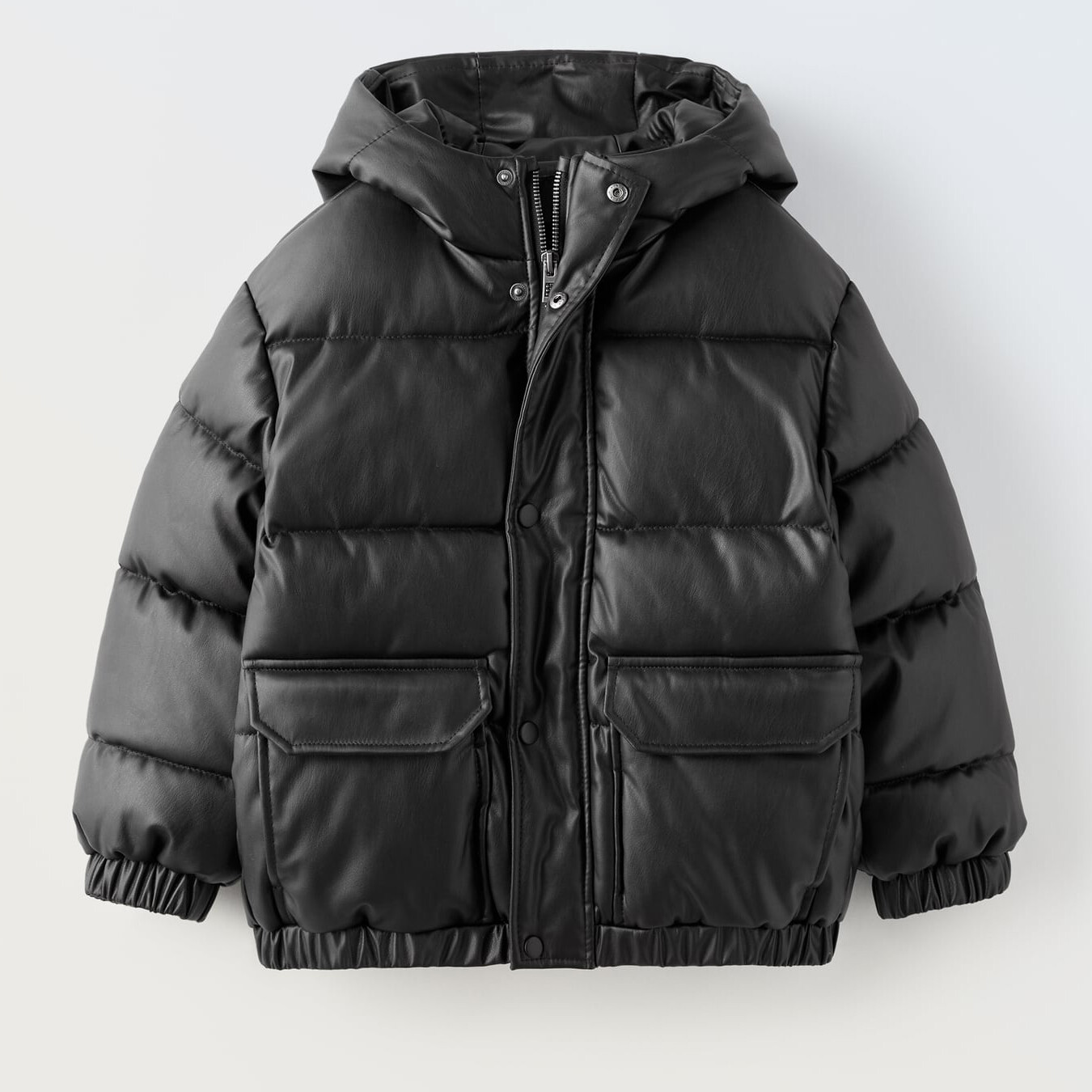 

Детский пуховик Zara Faux Leather, черный