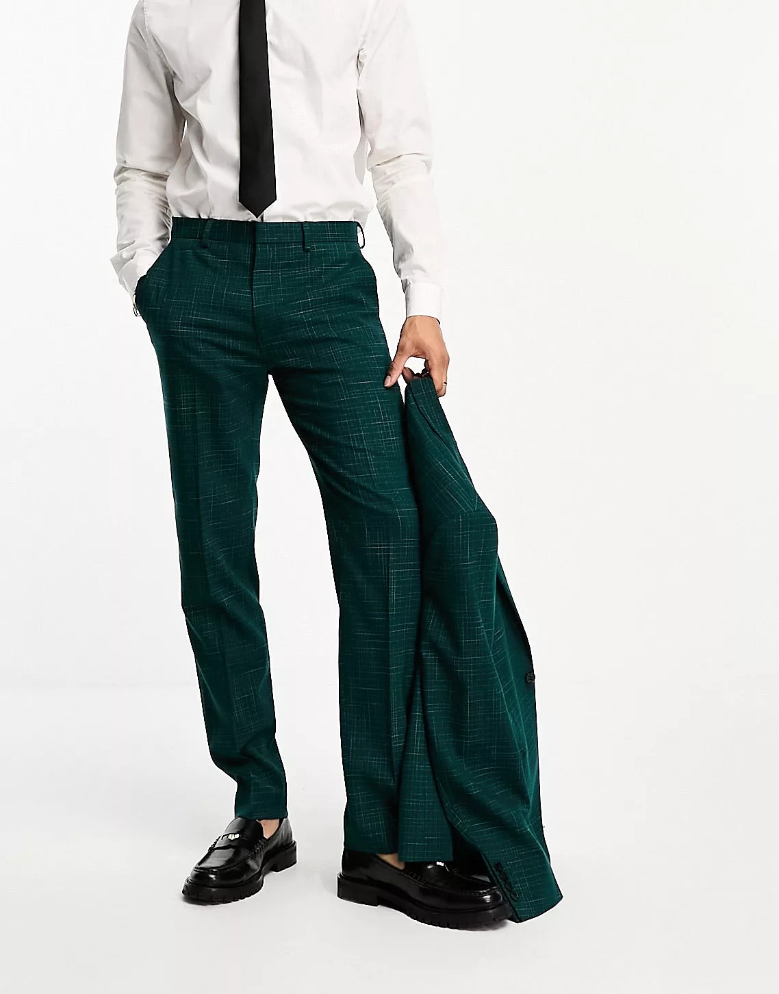 Брюки Asos Design Slim Suit In Crosshatch, зеленый