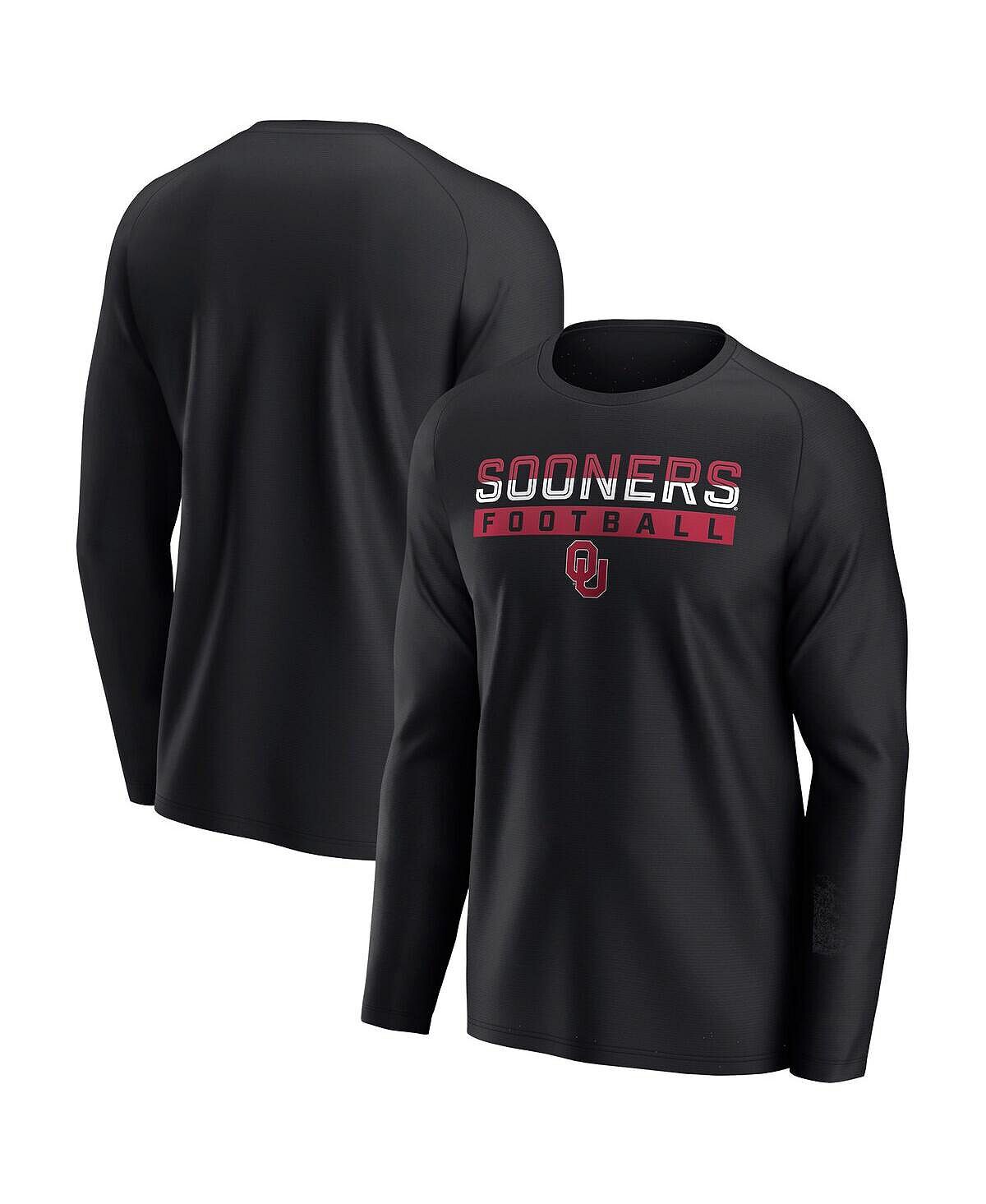 

Мужская фирменная черная футболка с длинным рукавом реглан с логотипом oklahoma sooners weekend favorite Fanatics, черный