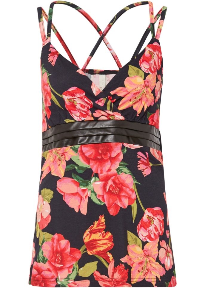 

Топ со вставкой из искусственной кожи Bodyflirt Boutique, черный