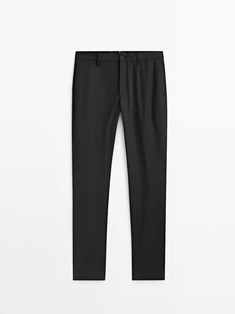

Атласные брюки-чиносы свободного кроя Massimo Dutti, черный