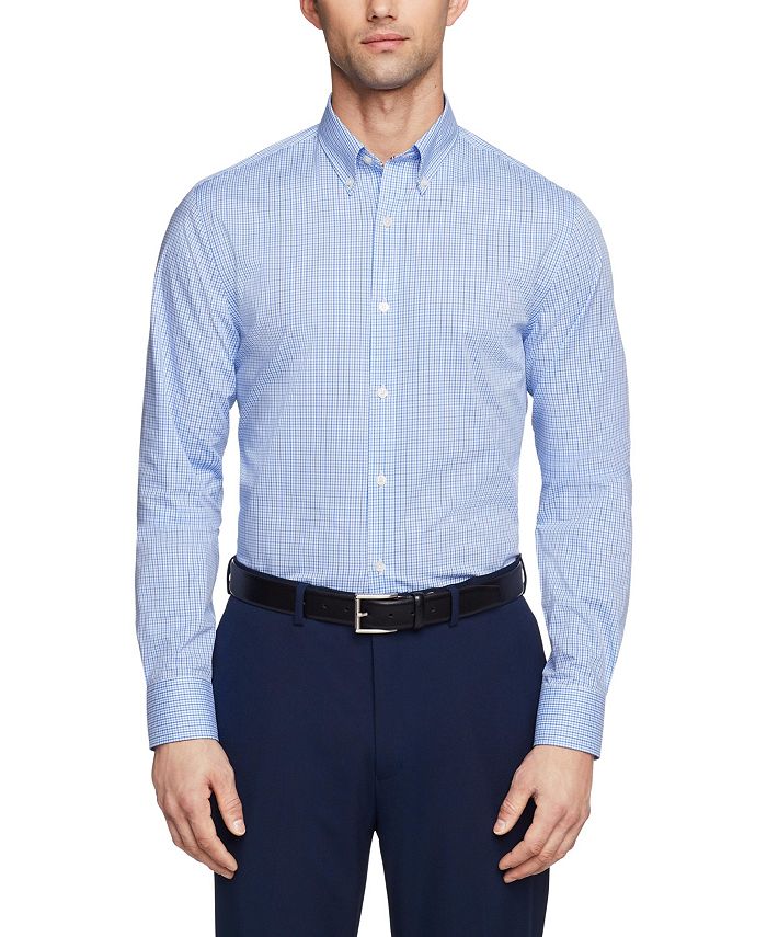 Мужская классическая рубашка из эластичного твила TH Flex стандартного кроя, устойчивая к морщинам Tommy Hilfiger, синий