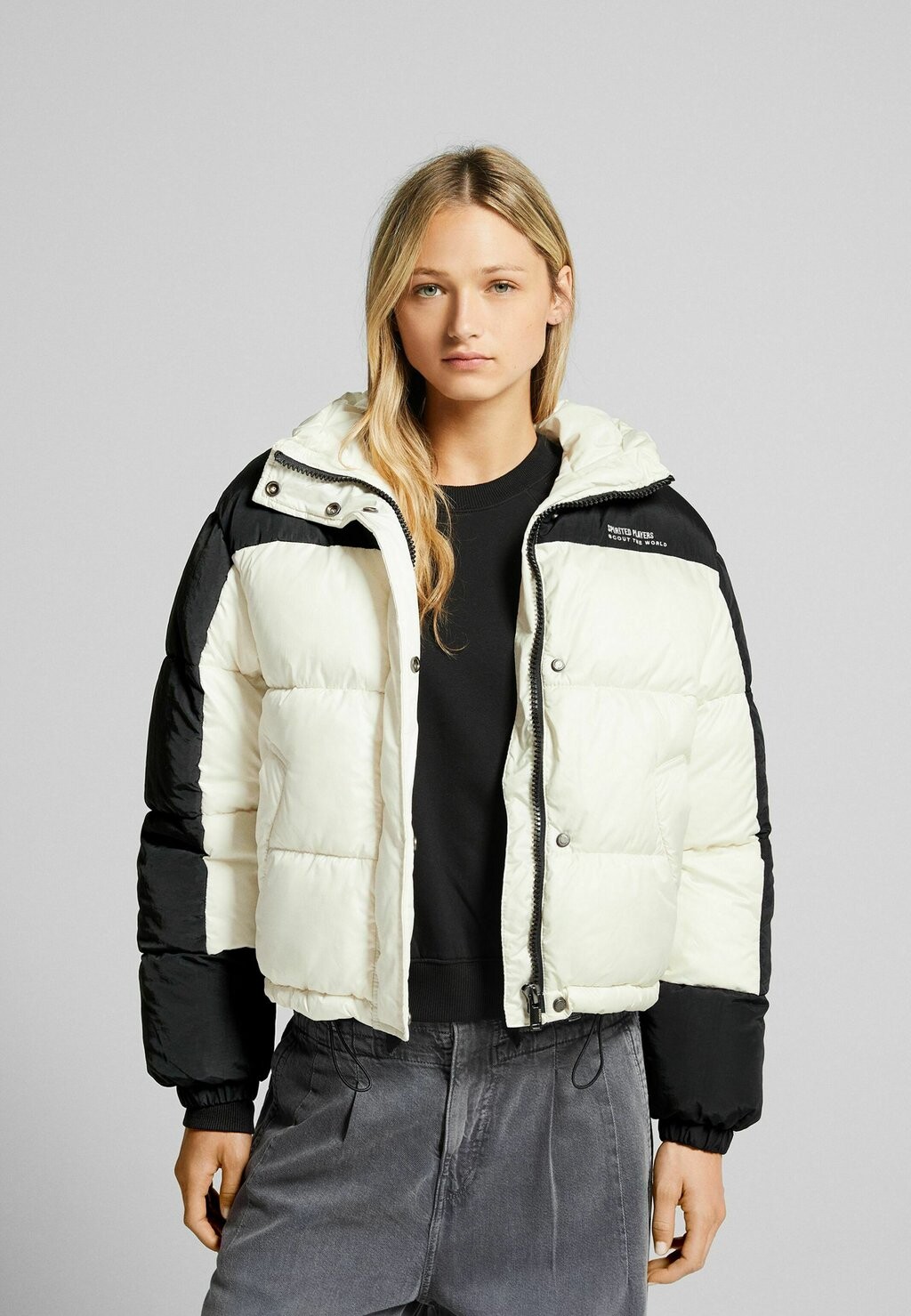 

Зимняя куртка Color Block Blend Bershka, белый