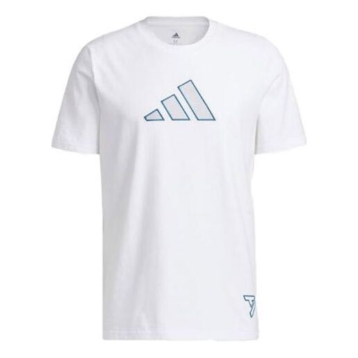 Футболка Men's adidas Trae 2 Tee Brand Logo Printing Round Neck Short Sleeve White T-Shirt, белый футболка adidas neo u vbe tee 1 logo printing pattern round neck cotton short sleeve white t shirt белый