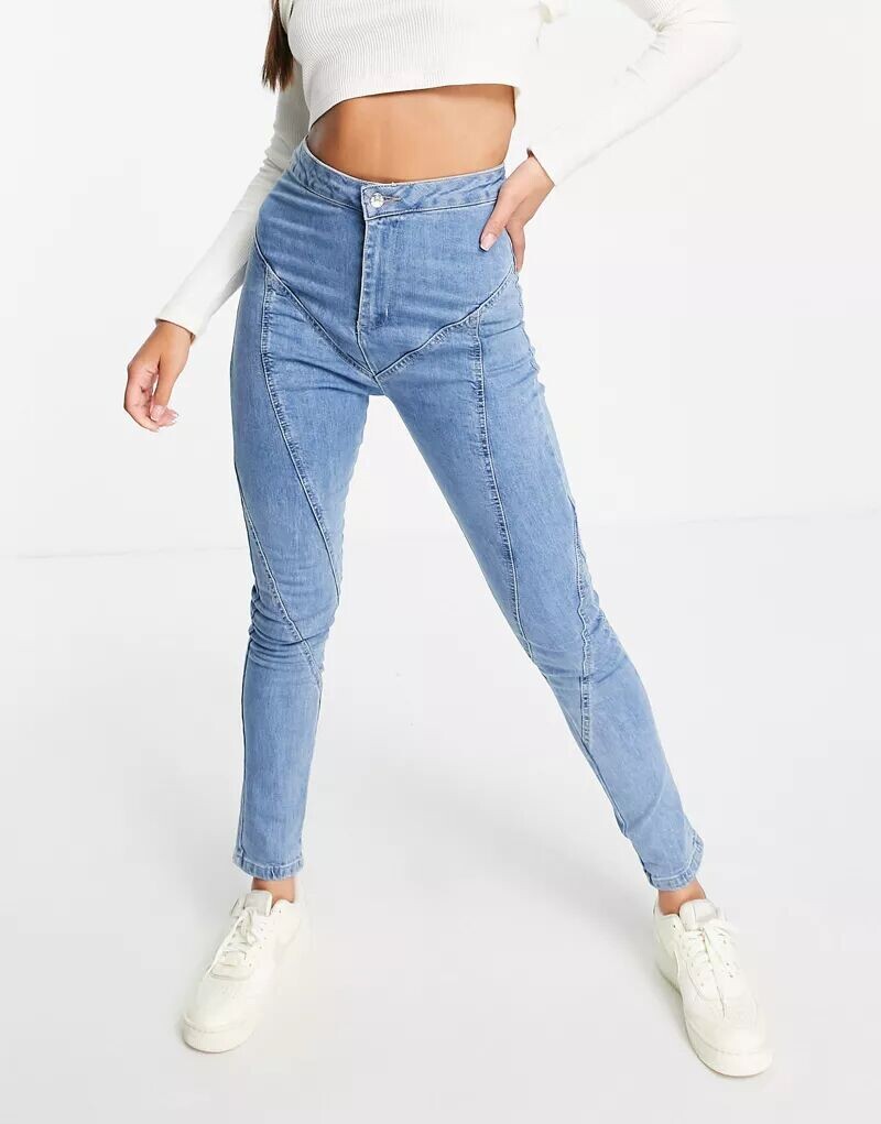 

Синие джинсы средней эластичности с контурной строчкой Rebellious Fashion