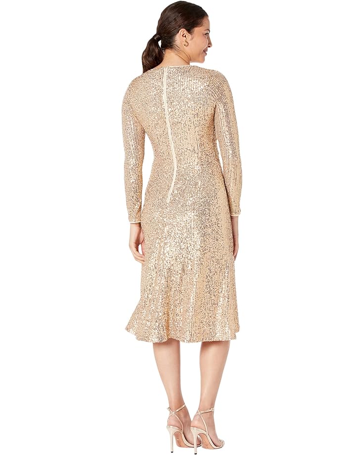 Платье Maggy London Sequin Dress with Shirring at Waist and Slit, розовое золото платье bebe hi slit sequin dress угольный
