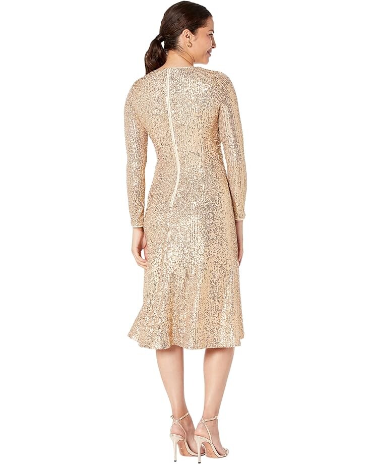 

Платье Maggy London Sequin Dress with Shirring at Waist and Slit, розовое золото, Розовый