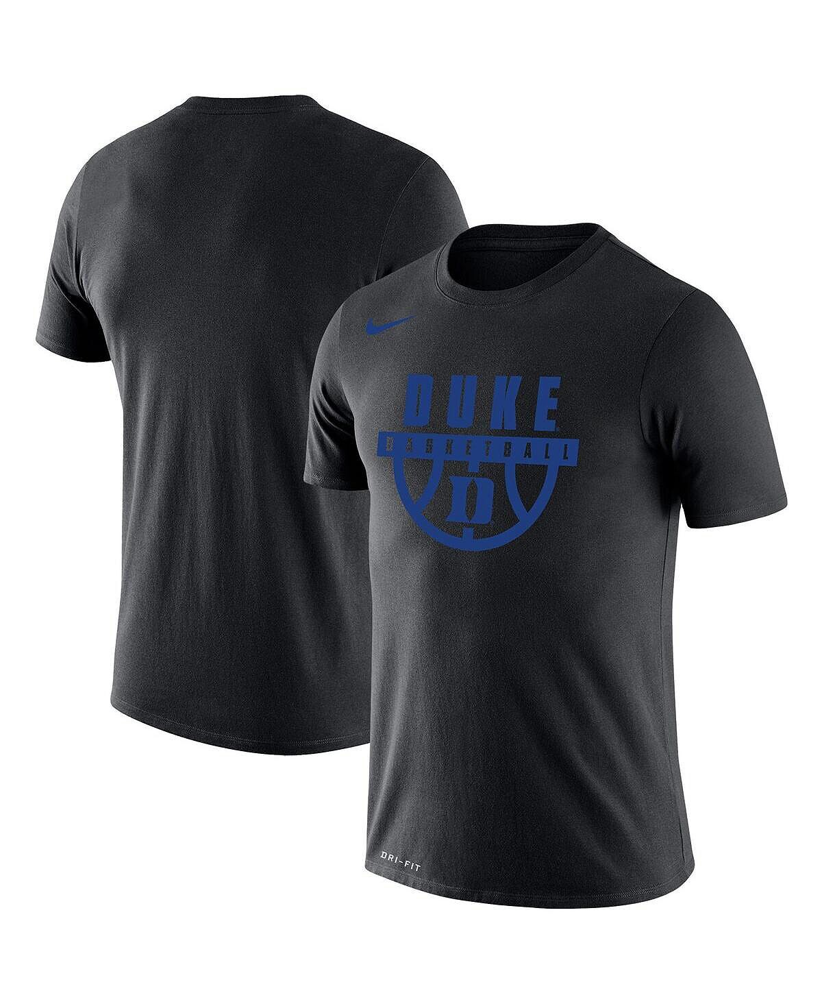 Мужская черная футболка duke blue devils basketball drop legend performance Nike, черный толстовка с капюшоном мужская heather grey duke blue devils team basketball spotlight performance pullover nike мульти