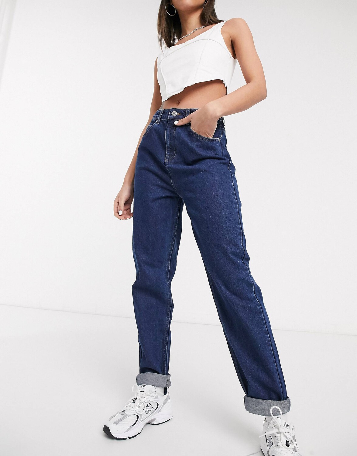 

Темно-синие джинсы с высокой посадкой ASOS DESIGN