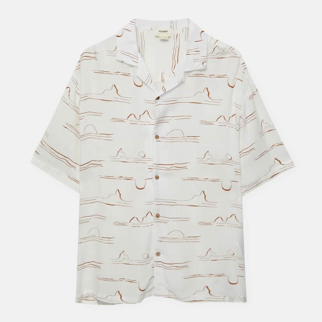 

Рубашка Pull&Bear Print Short Sleeve, белый