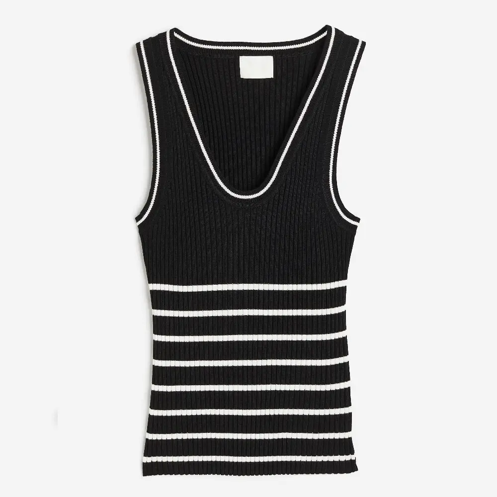 Топ H&M Rib-knit Tank, черный