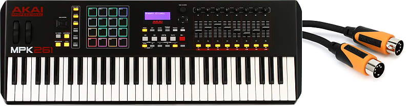 

Комплект 61-клавишного контроллера клавиатуры Akai Professional MPK261 с MIDI-кабелем Roland RMIDI-B5 Black Series - 5 футов Akai Professional + Roland MPK261=1 RMIDI-B5=1
