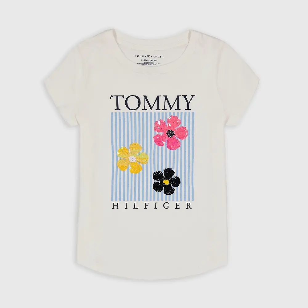 

Футболка Tommy Hilfiger Big Kids' Sequin Daisy, белый
