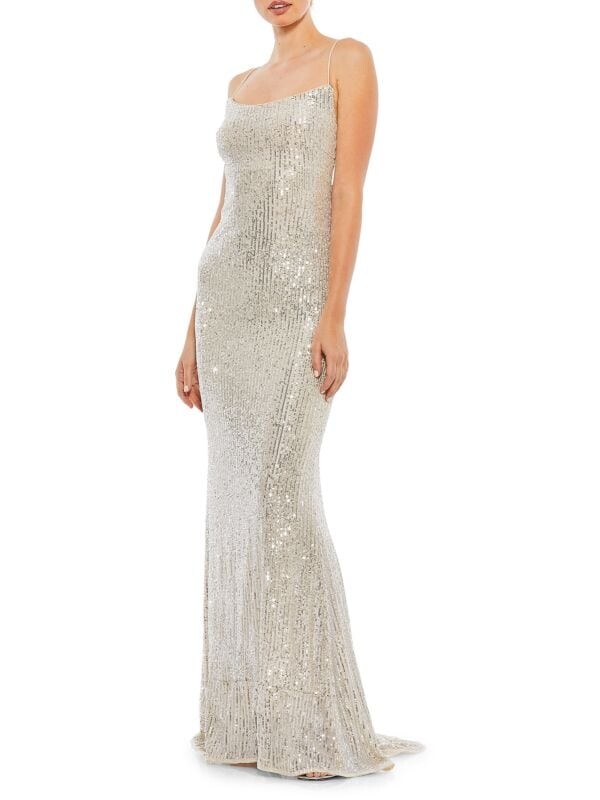 

Облегающее платье с пайетками Mac Duggal Nude silver