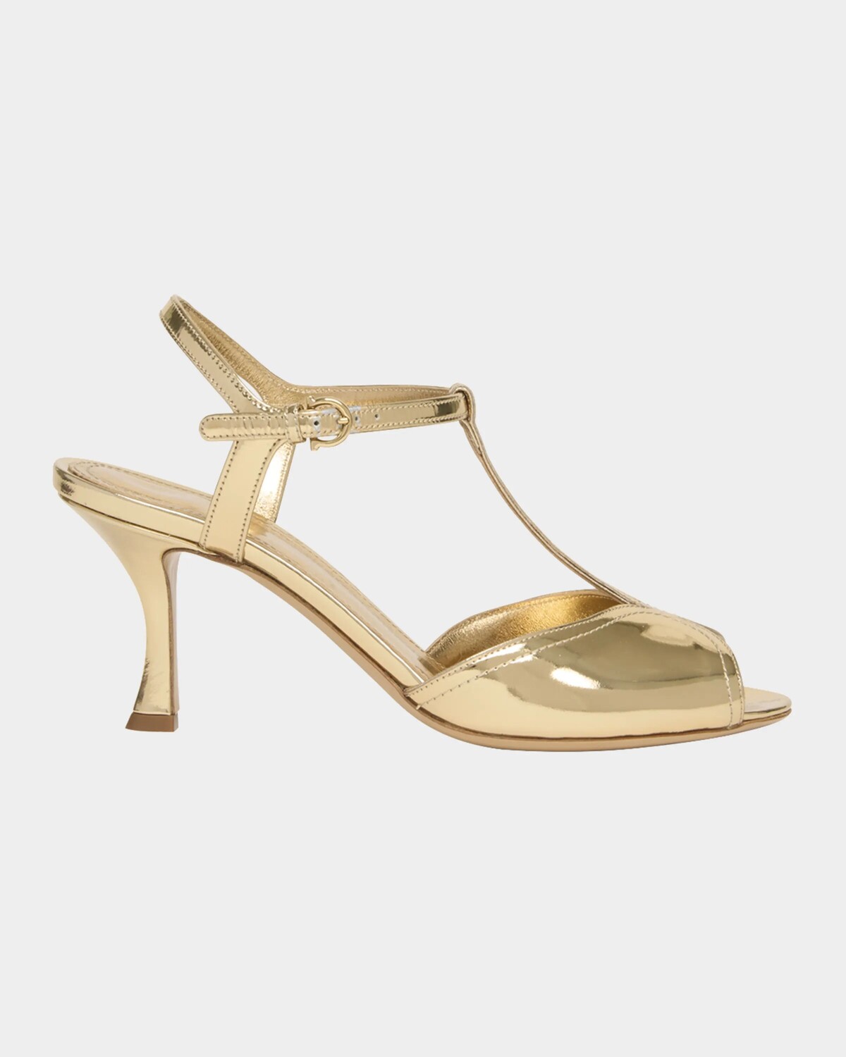 

Сандалии Ely с металлизированными Т-образными ремешками Ferragamo, цвет Gold Lux 1