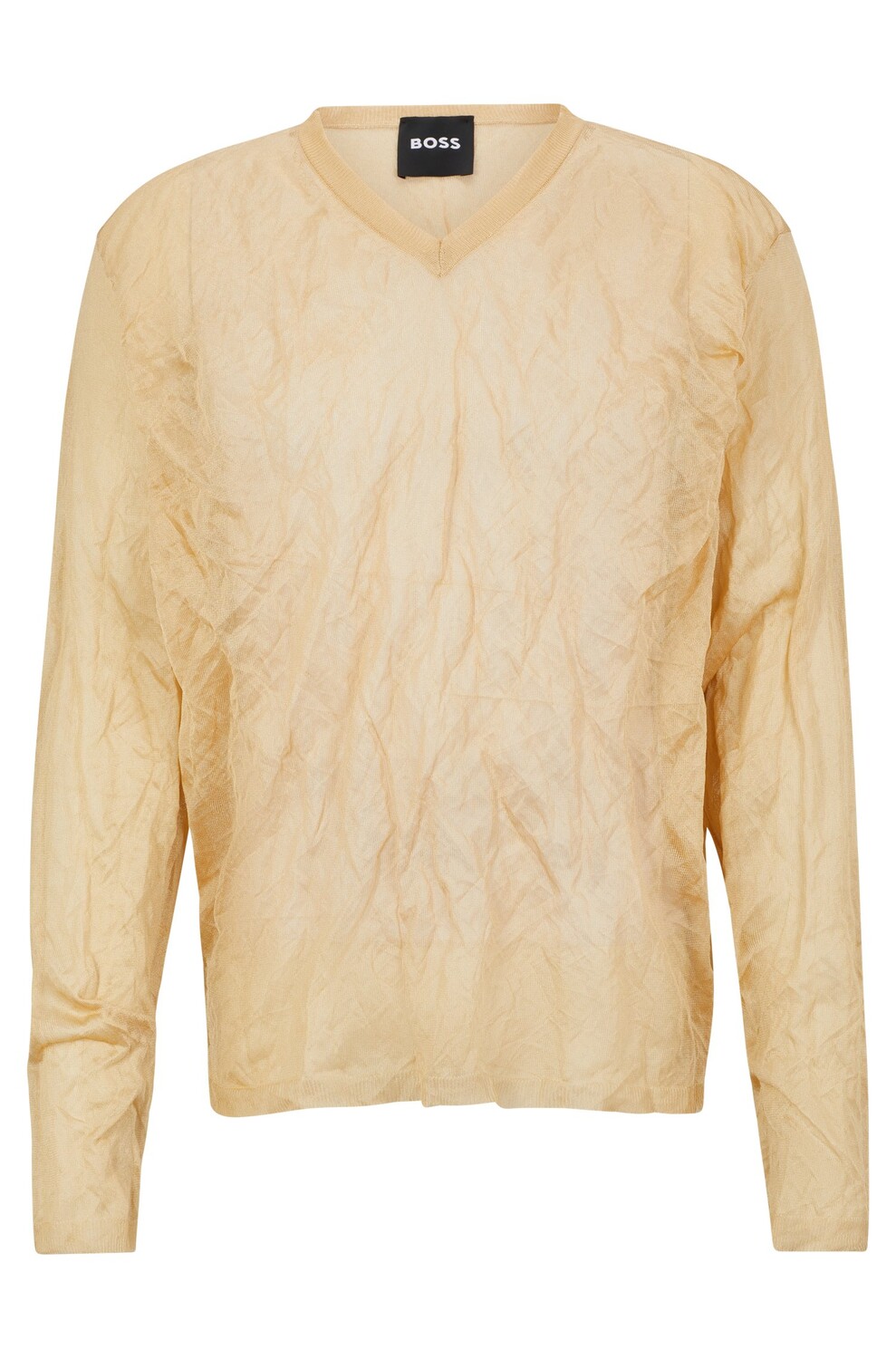 

Джемпер Hugo Boss V-neck In A Crinkled Knit With Metalized Fibres, бежевый