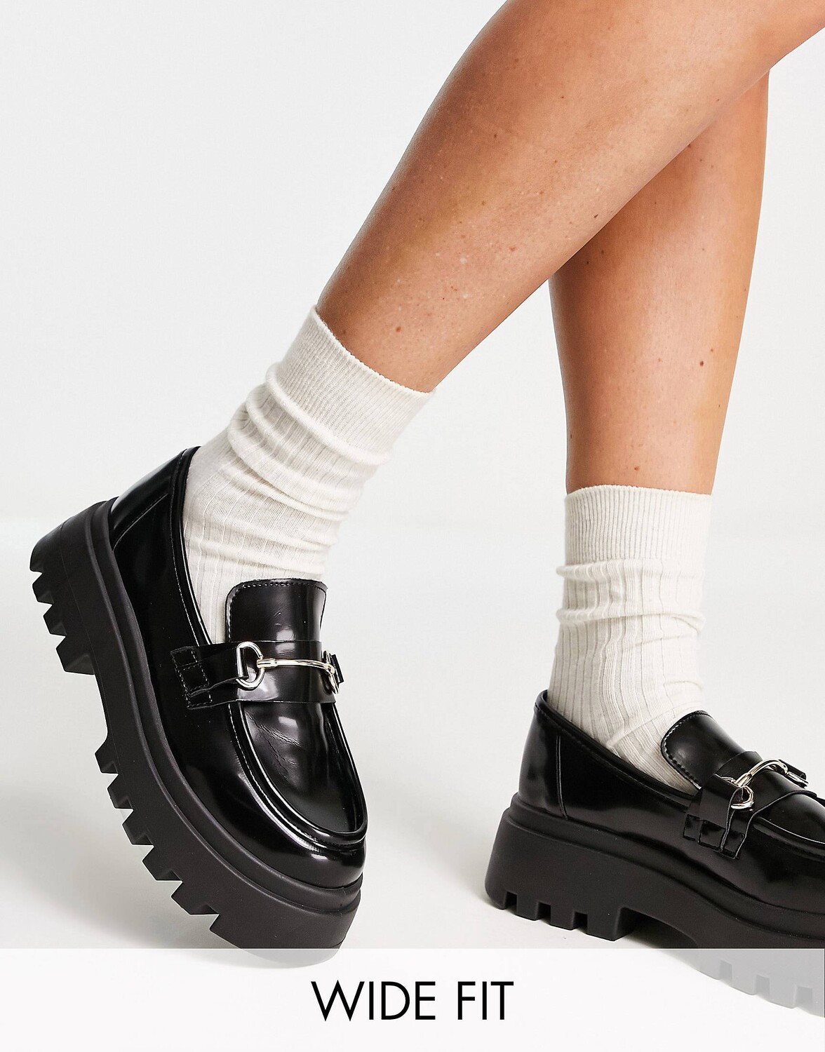 

Черные массивные лоферы ASOS DESIGN Wide Fit Miller, Черный