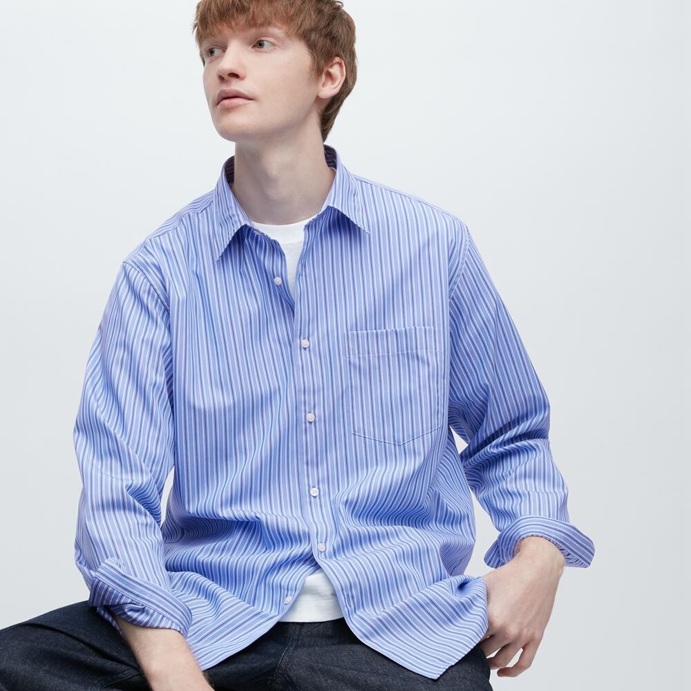 

Полосатая рубашка унисекс Uniqlo, синий