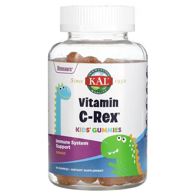 Детские конфеты с витамином C-Rex KAL со вкусом апельсина, 60 жевательных конфет детские таблетки kal с витамином c rex апельсин 60 жевательных таблеток