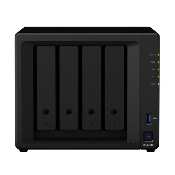 Сетевое хранилище Synology DS420+ NAS с 4 отсеками, черный - фото