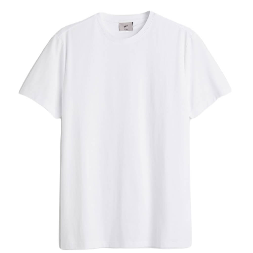 Футболка H&M Slim Fit Pima Cotton, белый - фото