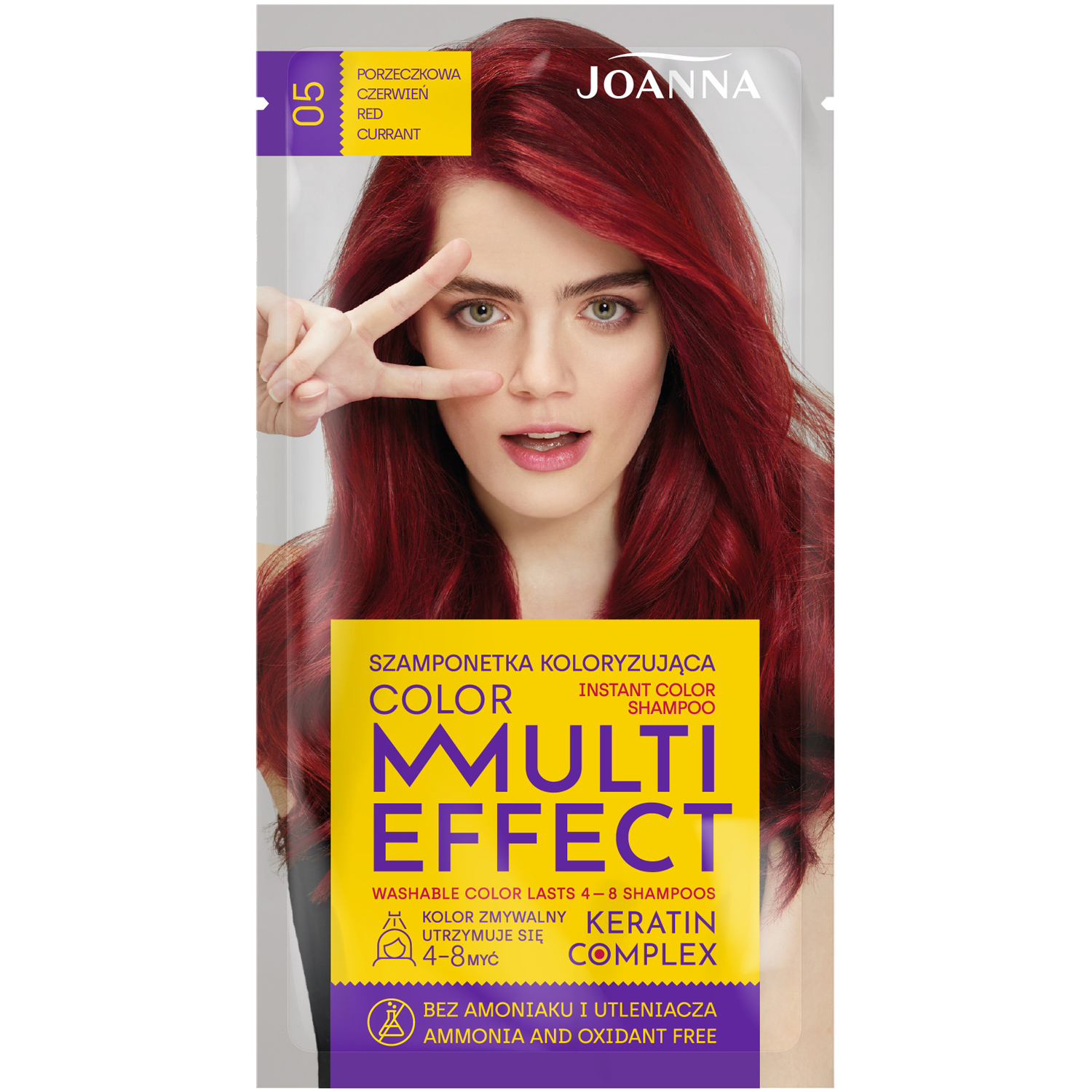 Joanna Multi Effect оттеночный шампунь 05 смородина красная, 35 г joanna оттеночный шампунь для волос joanna multi effect color тон 06 красная вишня 35 г
