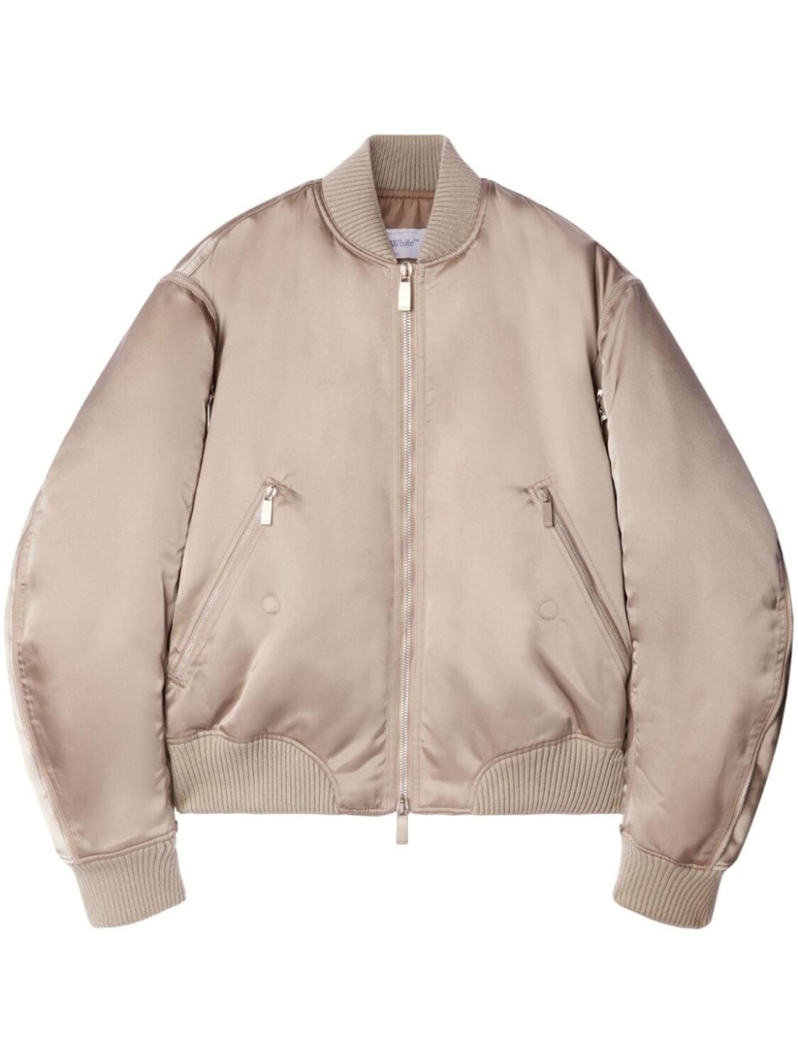 

Off-White бомбер на молнии, нейтральный цвет