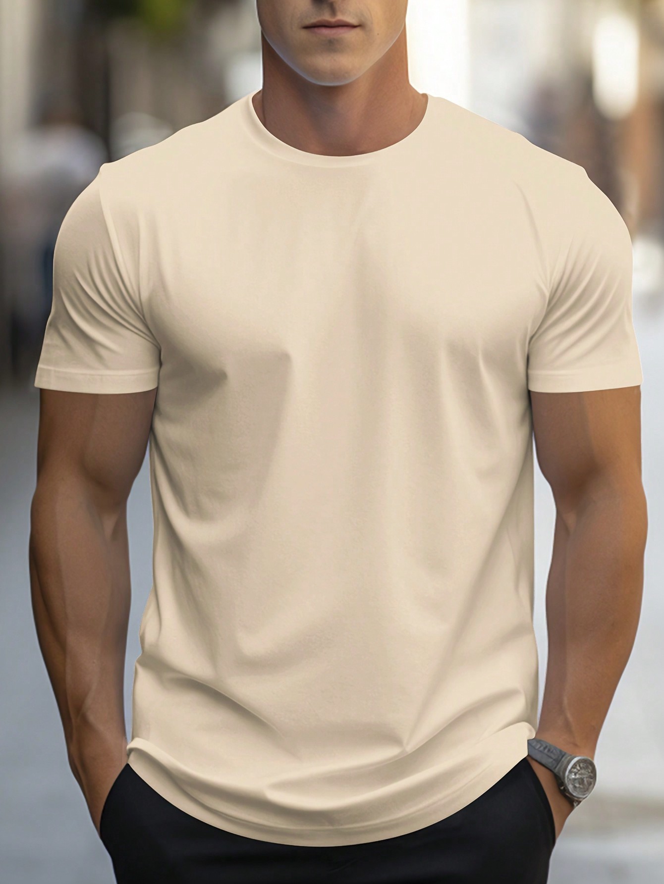 Мужская однотонная футболка с короткими рукавами Manfinity, хаки