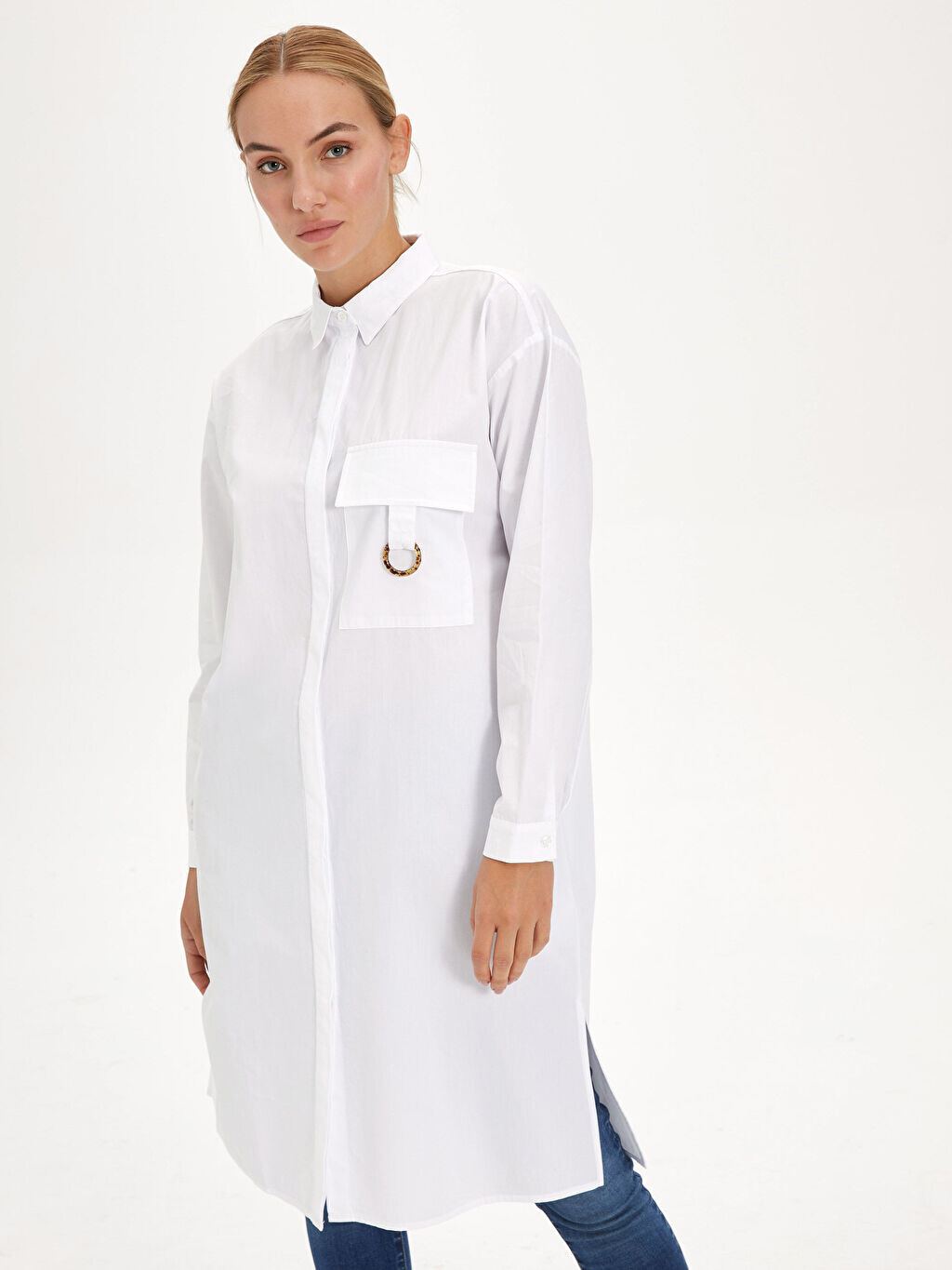 

Женская туника из поплина оверсайз LCW Modest