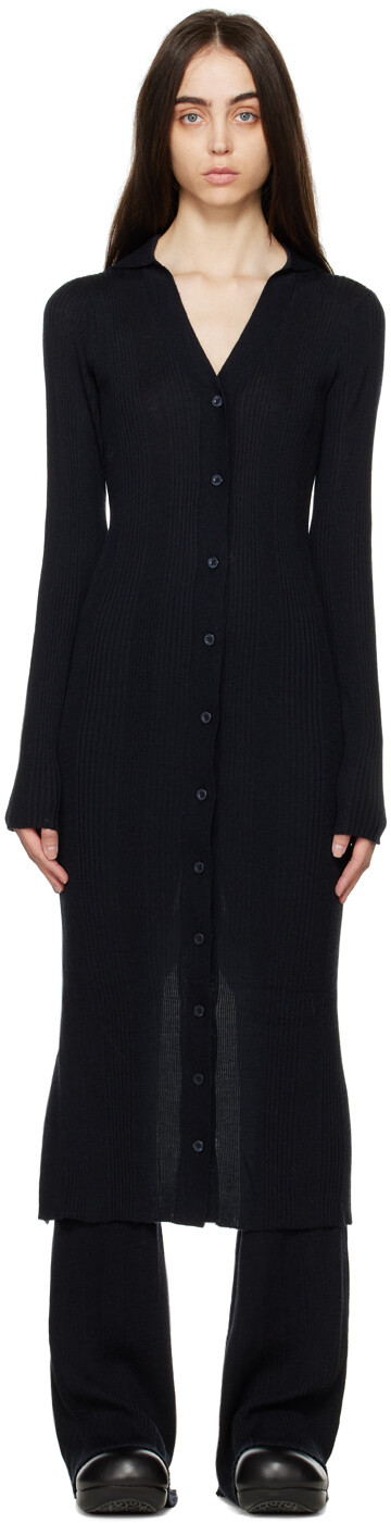 

Темно-синее платье-миди на пуговицах REMAIN Birger Christensen