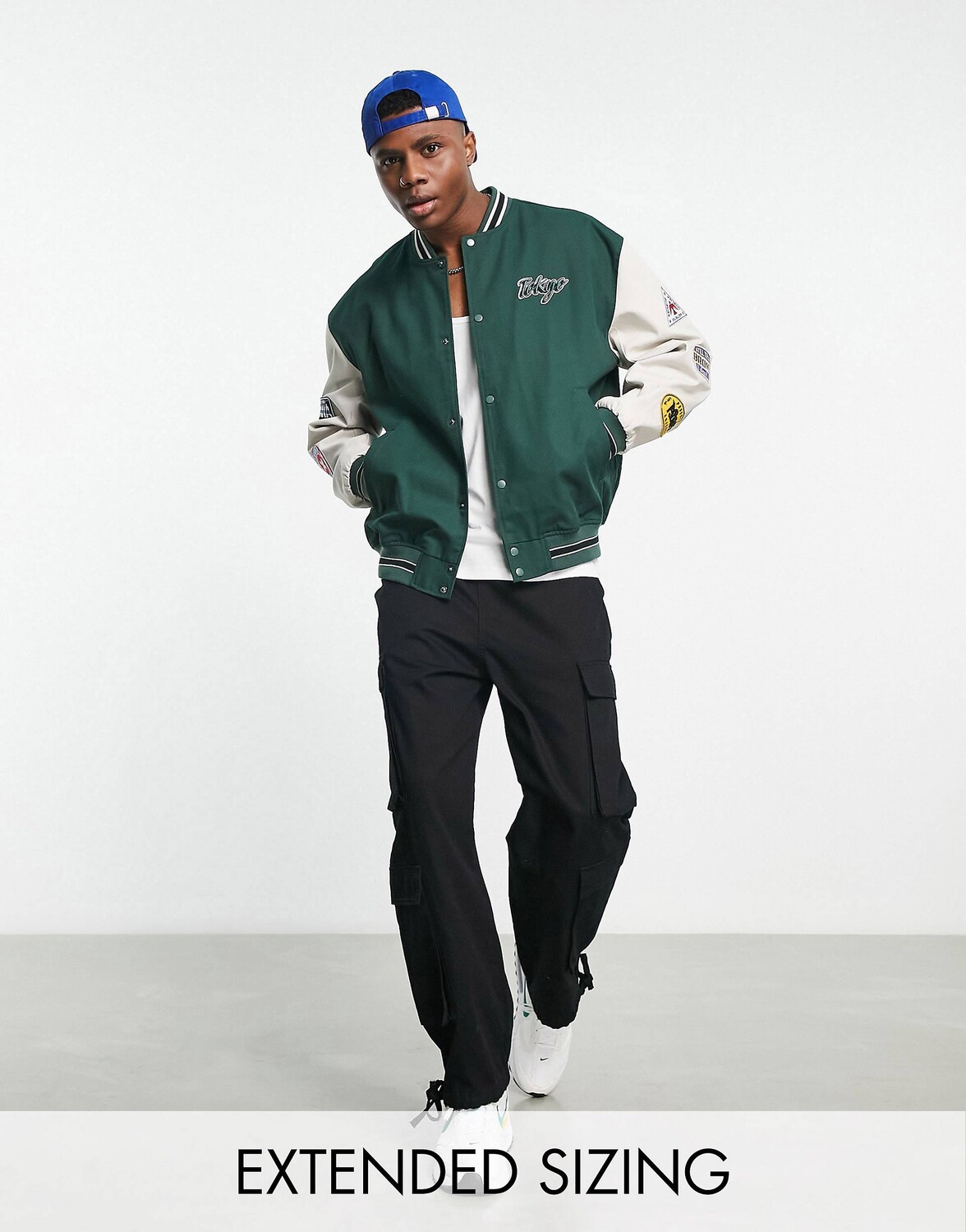 

Зеленый оверсайз университетский бомбер ASOS DESIGN
