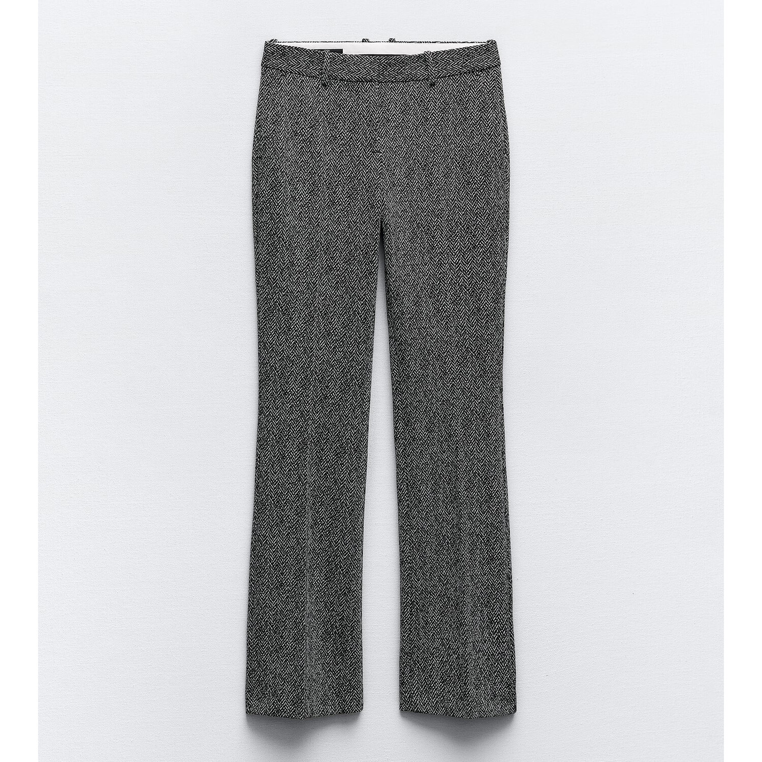 

Брюки Zara Straight Cut Herringbone, черный/белый