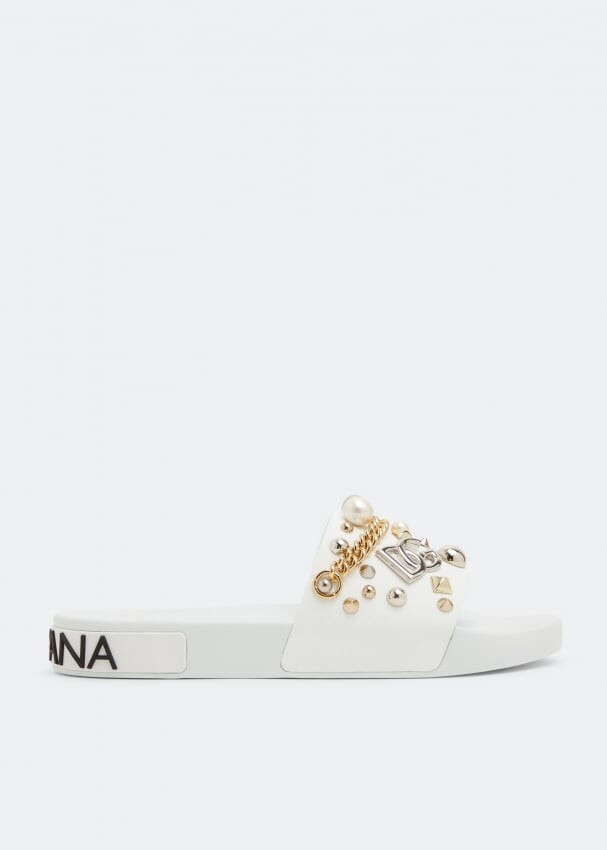 

Шлепанцы DOLCE&GABBANA Embellished slides, белый