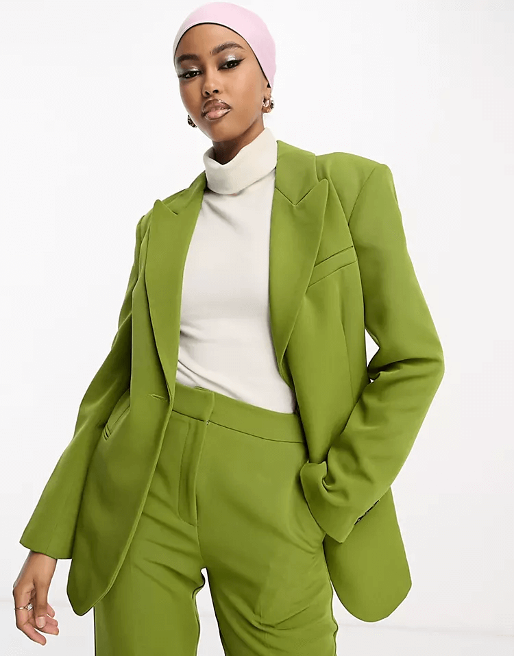 Пиджак Asos Design Single Button 70s Suit, зеленый