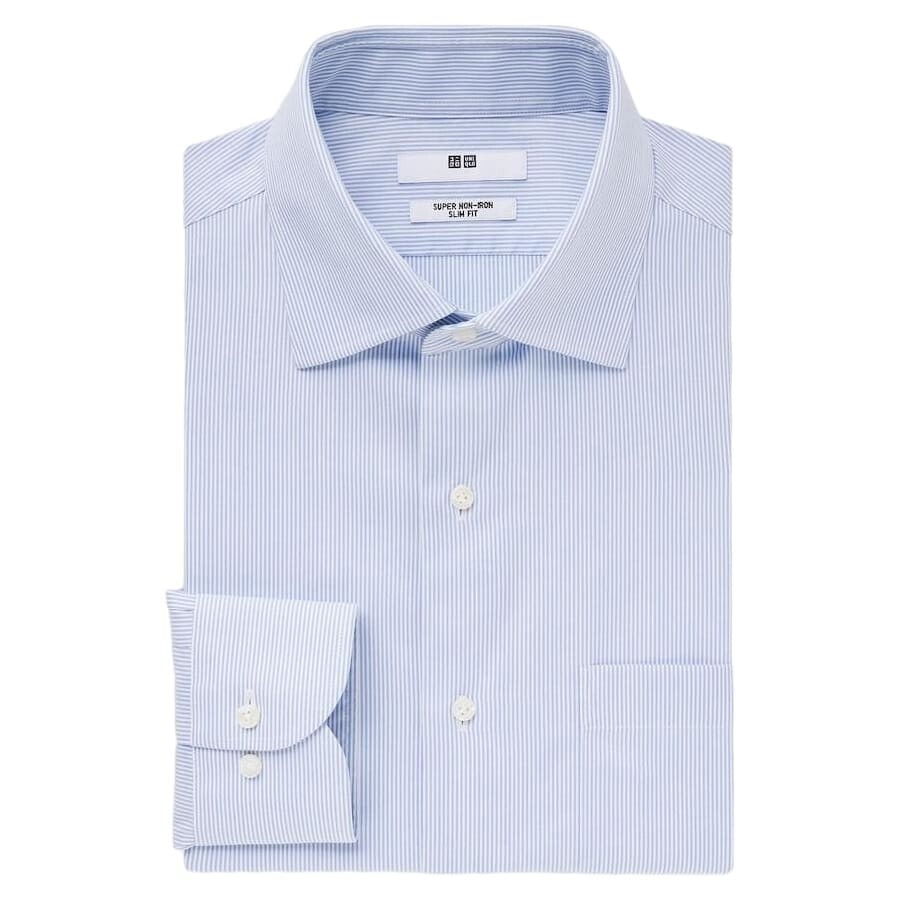 

Рубашка Uniqlo Performance Slim Fit, голубой