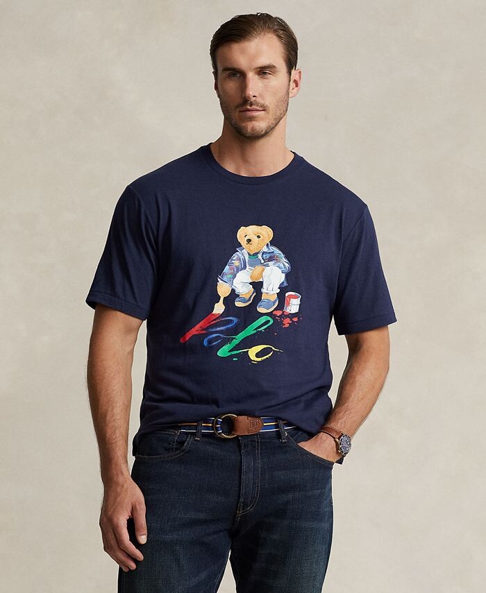 

Мужской большой & Высокая футболка-поло с медведем Polo Ralph Lauren, синий
