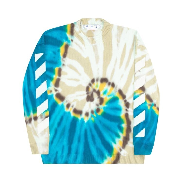 

Толстовка Off-White Diag Tie Dye Knit Crewneck 'Bone/White', белый