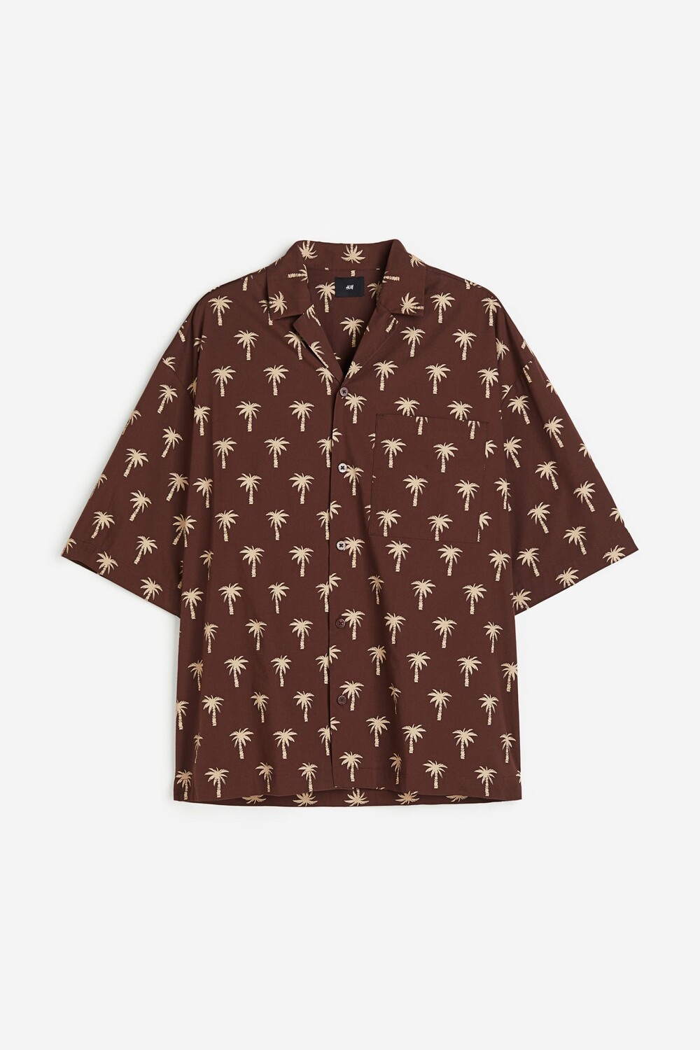 

Рубашка H&M Oversized Fit Patterned Resort Shirt, коричневый