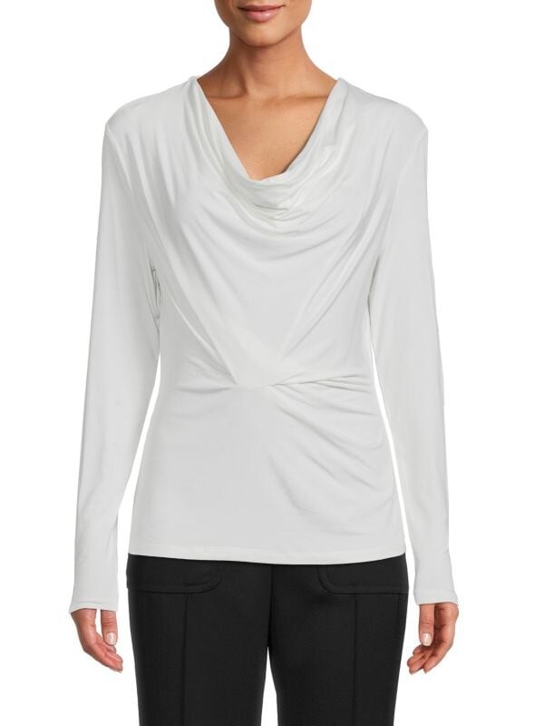 

Топ из Джерси Donna Karan с драпировкой спереди, ivory