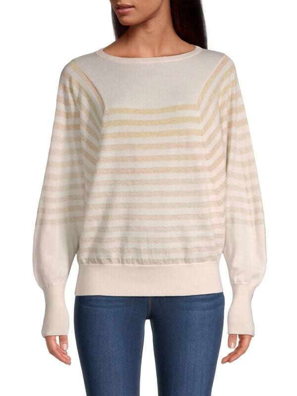 

Свитер в блестящую полоску carraway Trina Turk Beige
