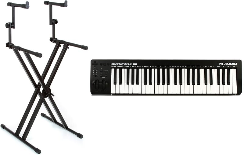 

Gator Frameworks GFW-KEY-5100X Deluxe Двухуровневая подставка для клавиатуры X-Style в комплекте с M-Audio Keystation 49 MK3 49-клавишный контроллер клавиатуры M-Audio + Gator Frameworks KEYSTATION49MK3=1 GFW-KEY-5100X=1