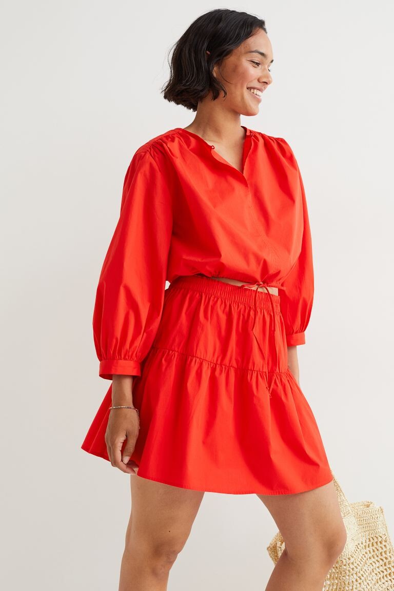 

Укороченная хлопковая блузка H&M, красный