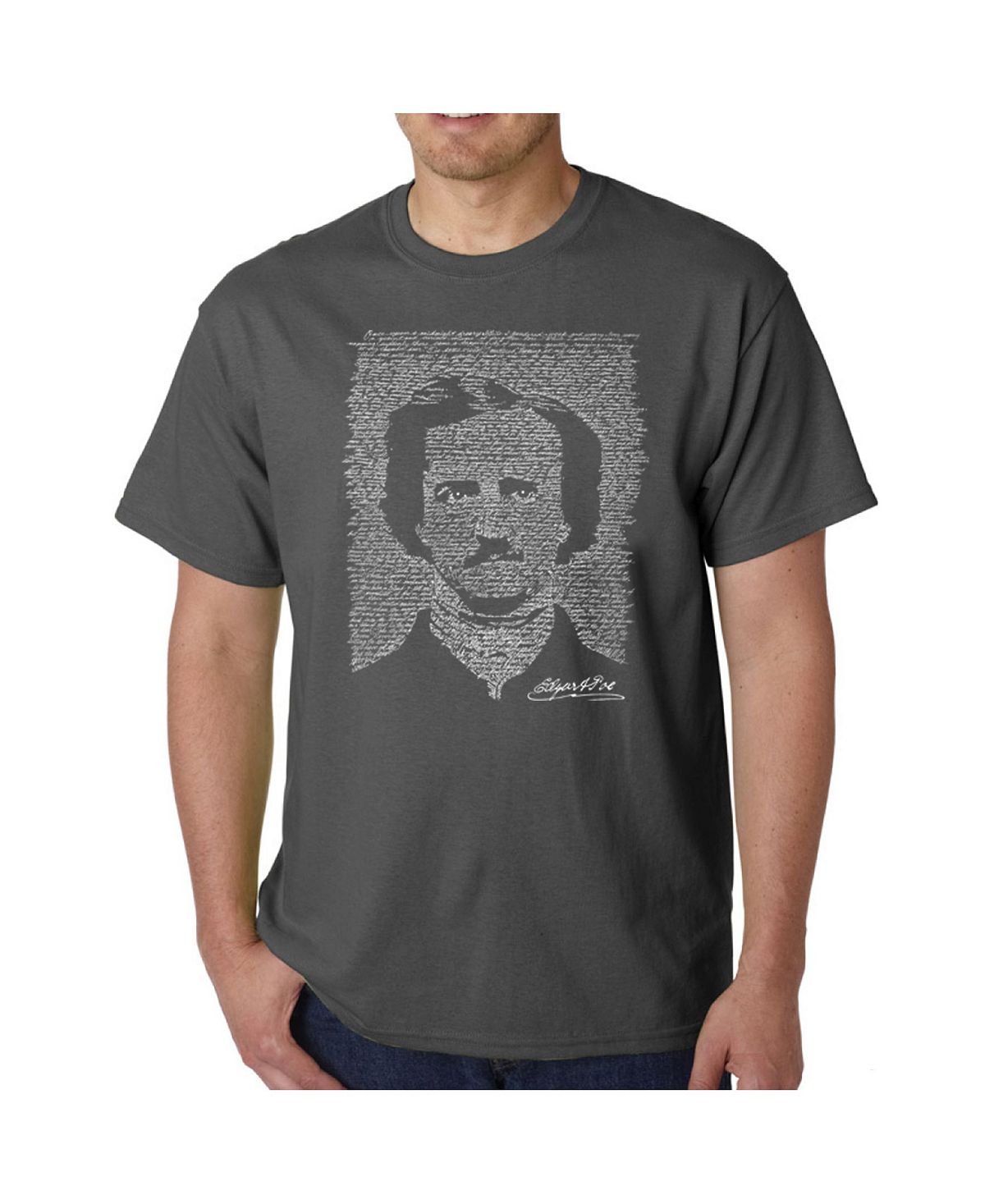 Мужская футболка word art - эдгар аллен по - ворон LA Pop Art, серый