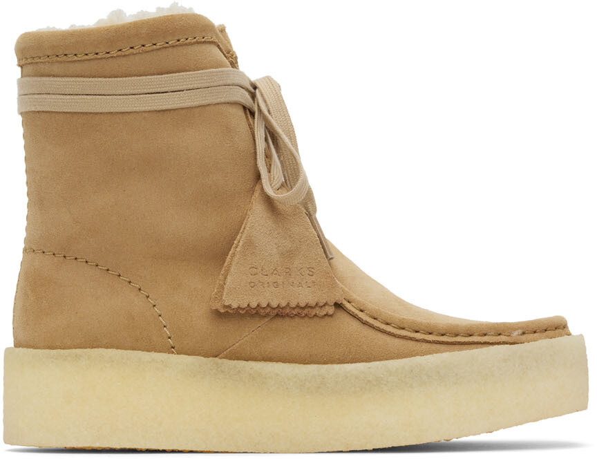 

Бежевые высокие сапоги Wallabee Cup Clarks Originals