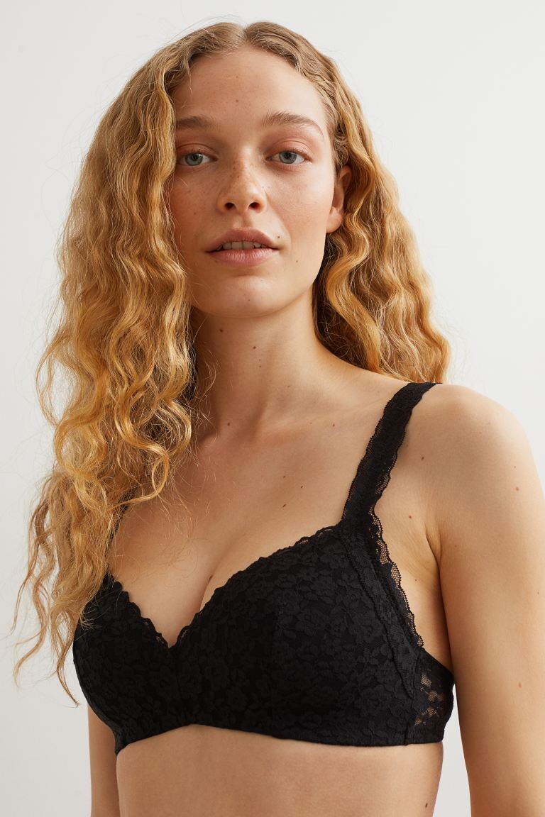 

Кружевной бюстгальтер без косточек H&M, черный