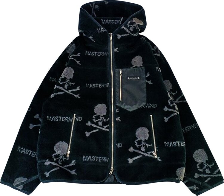 

Куртка Mastermind All Over Skull Logo Sherpa Zip Jacket 'Black', черный