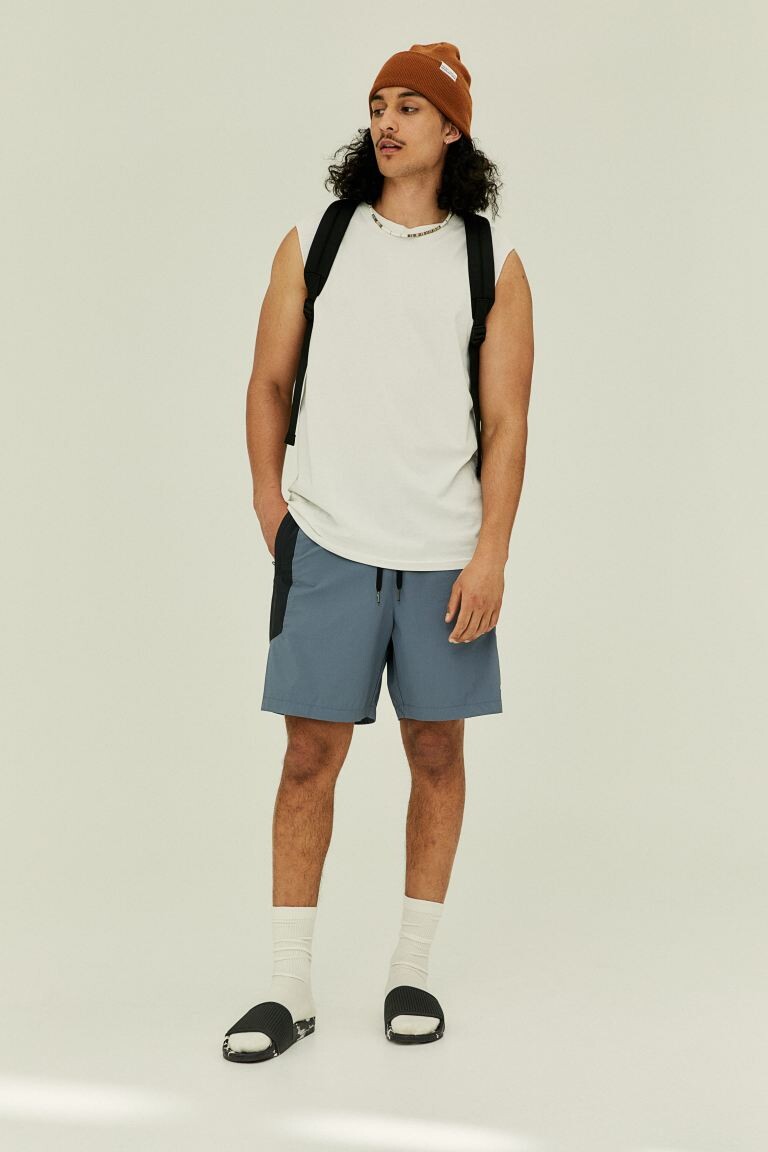 

Шорты Regular Fit из нейлона в стиле колор-блок H&M, стальной синий/темно-серый