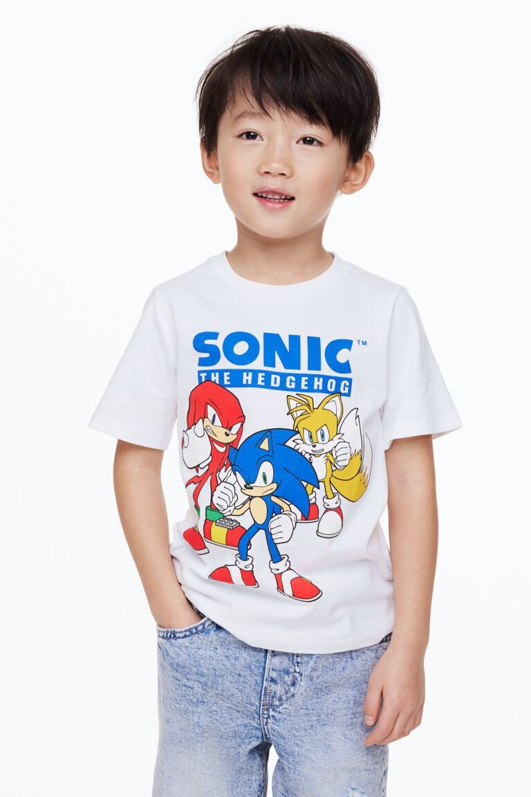 

3 футболки с принтом H&M, блю/ежик соник