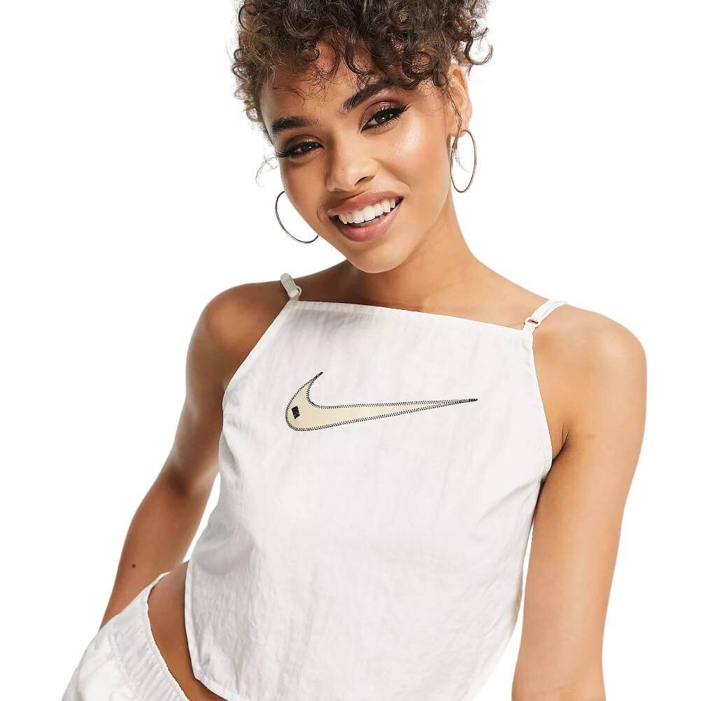 

Топ Nike Swoosh Cropped Ruched Backstrap Cami, белый