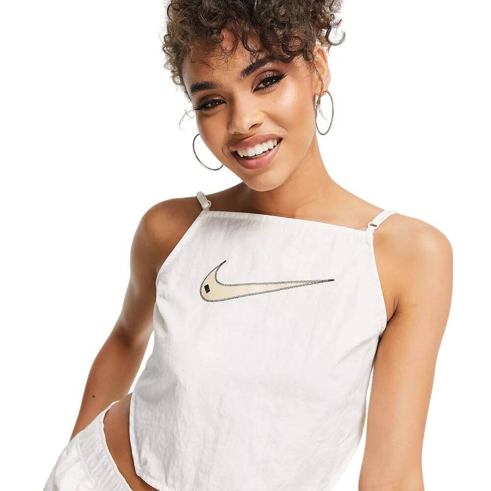 Топ Nike Swoosh Cropped Ruched Backstrap Cami, белый